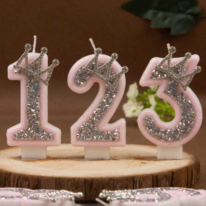 Digital Candles 0-9 Pink Silve - Paraffin Wax ulasan dan harga